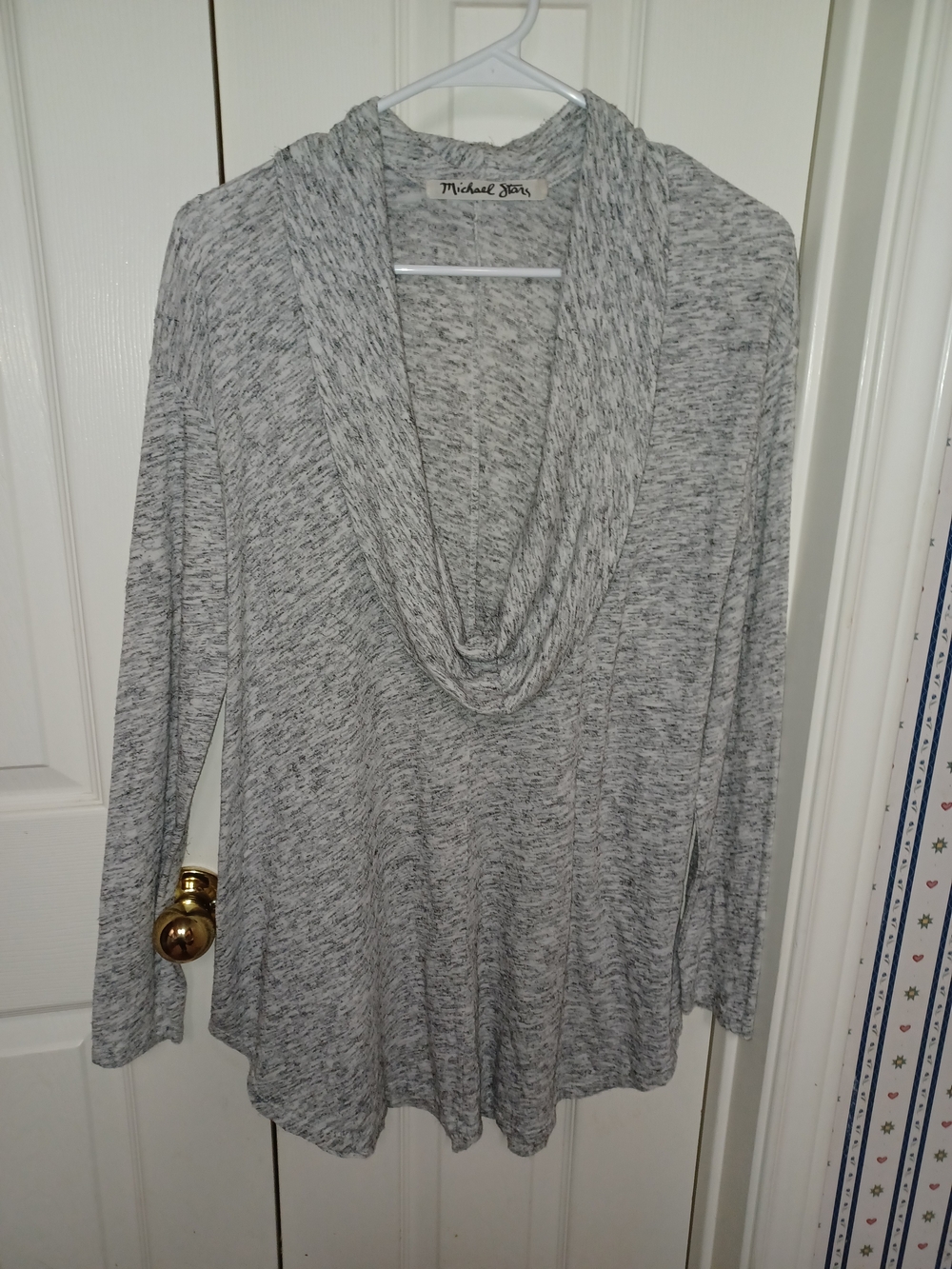 Michael Stars Gray Cowl Neck Long Sleeve Top